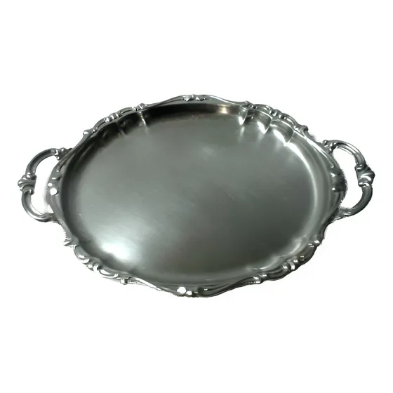 Bandeja Mediana Acero Inoxidable Ovalada Asas Volutas