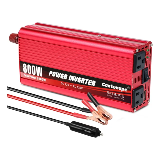 Convertidor Inversor 800w Dc 12v A 110v Ac Con Usb Rojo