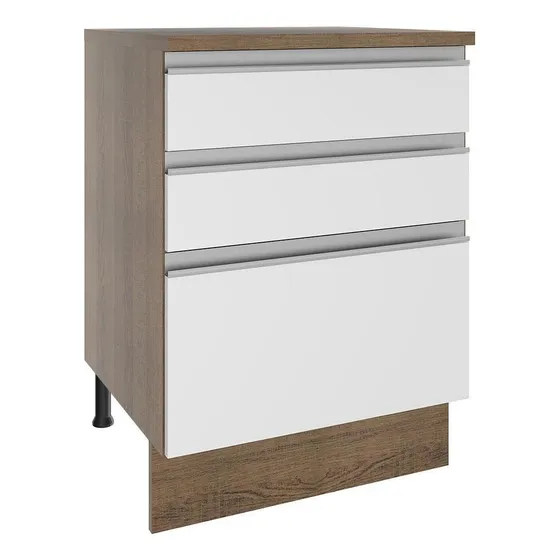 Gabinete Bajo Cocina Madesa Glamy con Encimera 60cm Color Blanco y Marrón