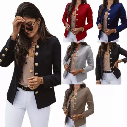 Ternos Blazer Dama De Moda Slim Fit De Color Sólido Chaqueta