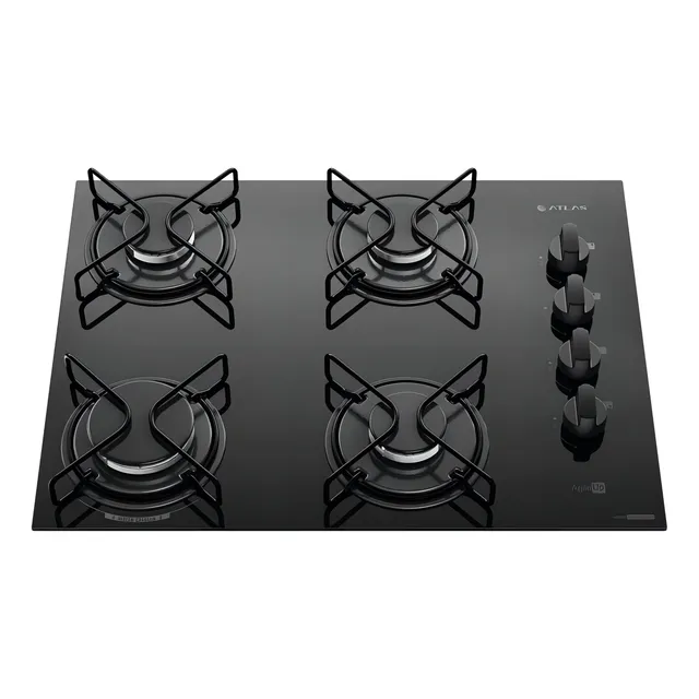 Cooktop 4 Bocas Atlas Agile Up Mesa Vidro Mega Chama Bivolt