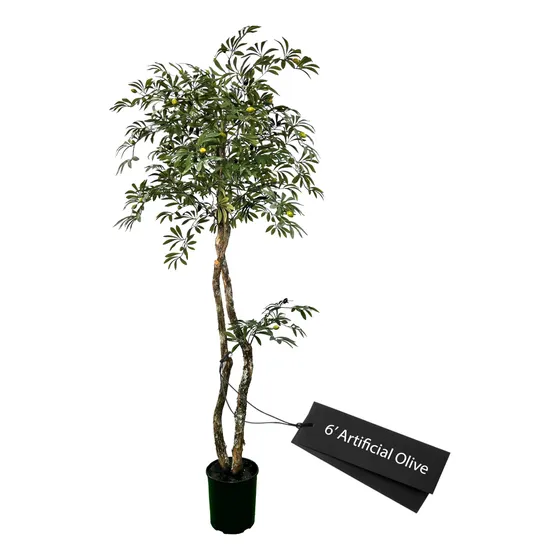 Árbol De Olivo Artificial Hecho A Mano De 6 Pies Con Tronc.