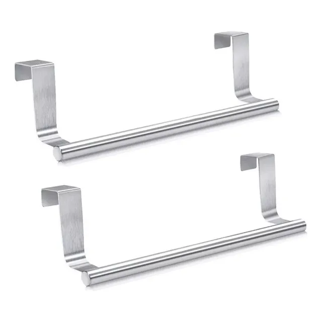 L 2 Soportes Para Barra Toalla Acero Inoxidable Sobre Puerta