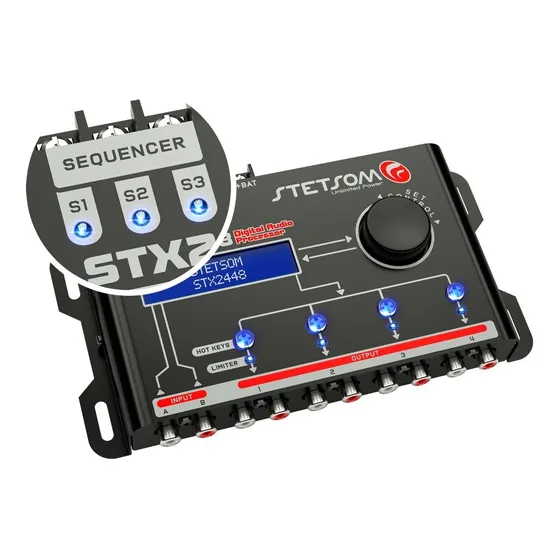 Processador De Audio Stetsom Stx2448 Digital 4 Canais Sequen