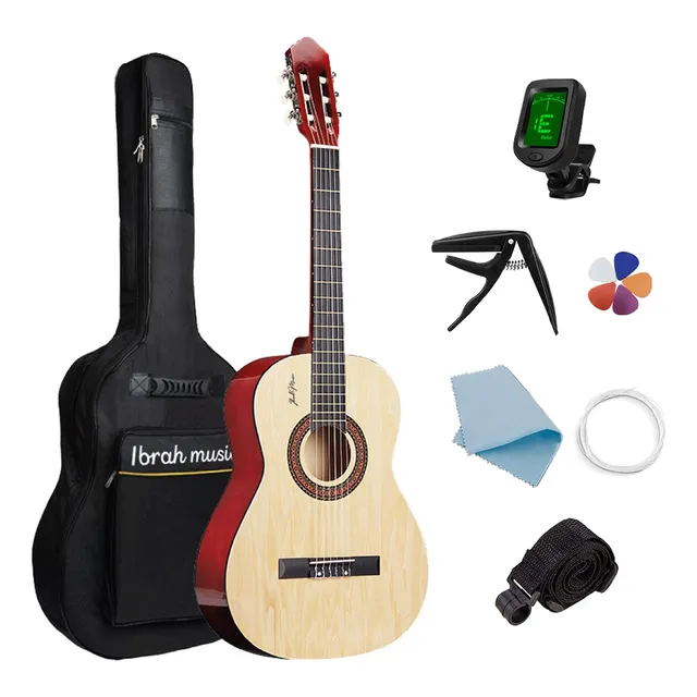 Guitarra Acústica Clásica Café Ibrah 39 Pulgadas + Funda