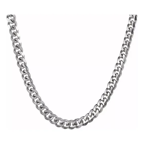 Collar Estilo Cubano Unisex De Acero Inoxidable Plateado