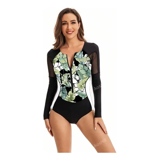 Traje De Baño Una Pieza Manga Larga Shein Importado