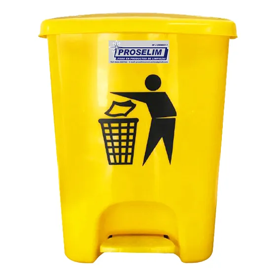 Papelera Amarilla Con Señalización De 26 Litros