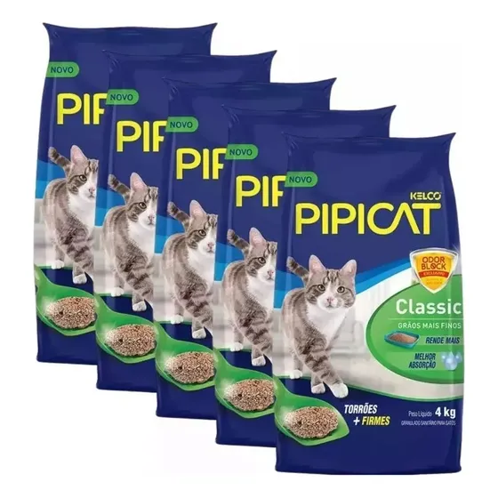 Kit 5 Areia Sanitária Pipicat Classic  4kg (fardo)