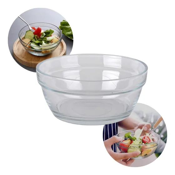 Bowl Cuenco Compotera Vidrio Templado X3 Unidades Color Trasparente