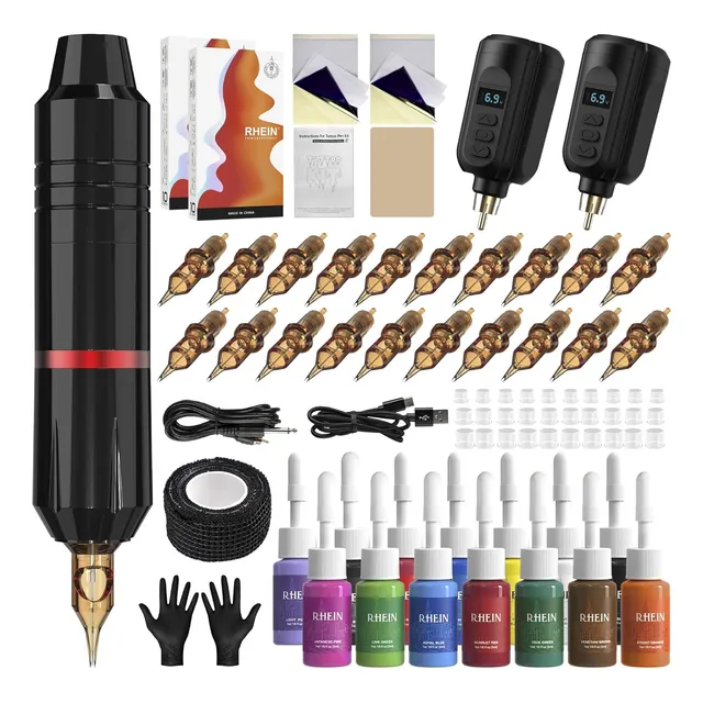 Kit Completo De Máquina De Tatuaje Rca Con 2 Baterías Y Más