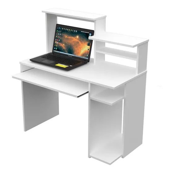 Escritorio De Oficina Melamina Moderno Mesa Gamer Cpu 120 Cm Color Blanco