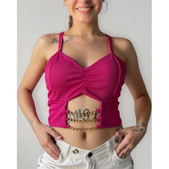 Top Mujer Con Cadena Morley Estilo Quer