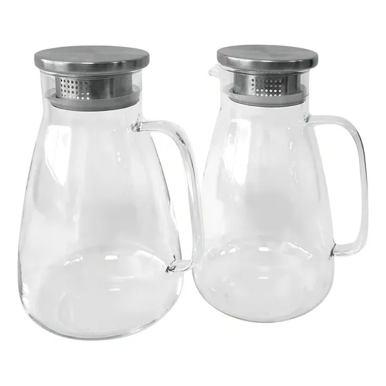 Jarras De Vidrio Con Tapa Infusion 2 Pzas De 2.2 Lts C/u Color Blanco