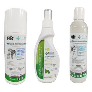 Kit Antipulgas Shampoo + Talco + Spray Para Perro ** 3 Pz ** Kit Antipulgas Shampoo + Talco + Spray Para Perro ** 3 Pz **