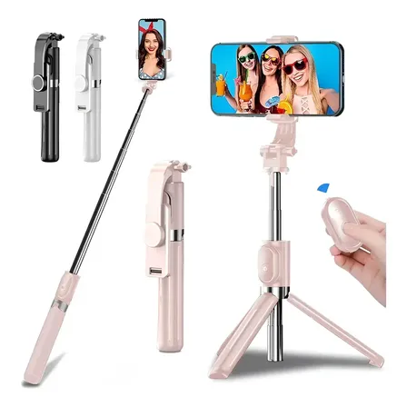 Trípode Palo Selfie 2 Luz Relleno Control Remoto Bluetooth