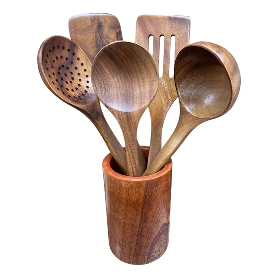 Cucharas Cubiertos De Madera Set De Utensillos En Acacia