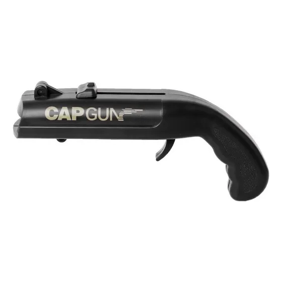 Mini Arma Cap Gun Abridor De Cerveja Atira Tampas De Garrafa Cor Preto