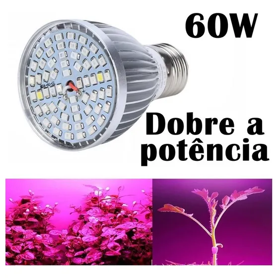 Lâmpada 60w Led Grow Full Spectrum Indoor Melhor Cultivo 127/220V