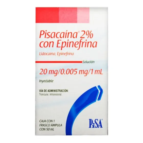 Lidocaína Con Epinefrina Pisacaína Frasco 50 Ml Pisa