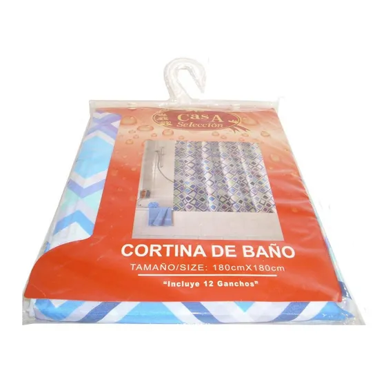 Cortina C/ganchos Baño Casa Seleccion 1,80x1,80 M Cuadros 