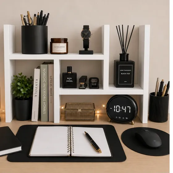 Nicho Organizador Ajustável Mdf De Mesa Decoração Quarto