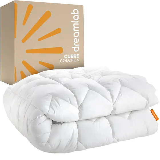 Dreamlab Cubre Colchón De Premier 1800| Extra Relleno De Microfibras Recubiertas En Gel | Hipoalergénico | Tamaño King Size (200cm X 190cm)