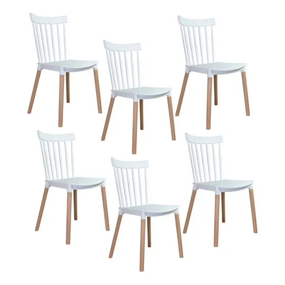 Pack 6 Sillas Retro Estilo Vintage Windsor Estructura de la silla Blanco