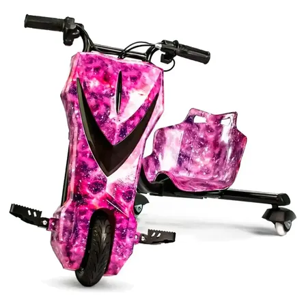 Patinete Eletrico 3 Rodas Triciclo Infantil Drift 250w Luzes Rosa-chiclete