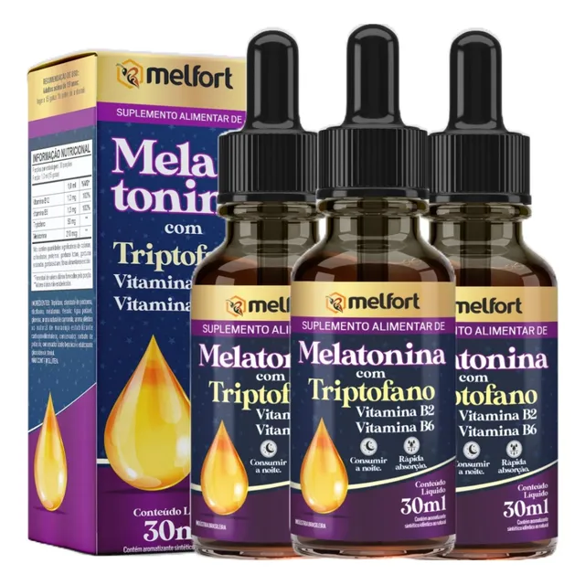 Kit 3 X  Melatonina Com Triptofano 30ml Sabor Maracujá