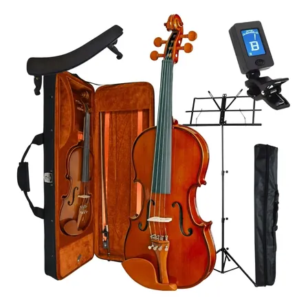 Kit Violino Eagle Ve441 4/4 Case Estante Espaleira Afinador Envernizado
