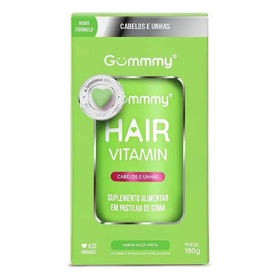 Gummy Hair Cabelos E Unhas Sabor Maçã Verde Com 60 Goma