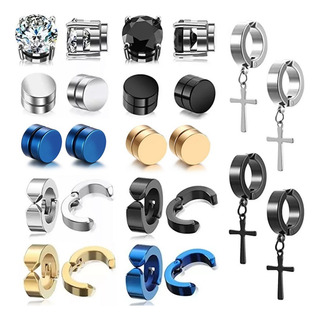 24 Pzs Piercing Falsos Aretes Acero Inoxidable Para Hombre 24 Pzs Piercing Falsos Aretes Acero Inoxidable Para Hombre