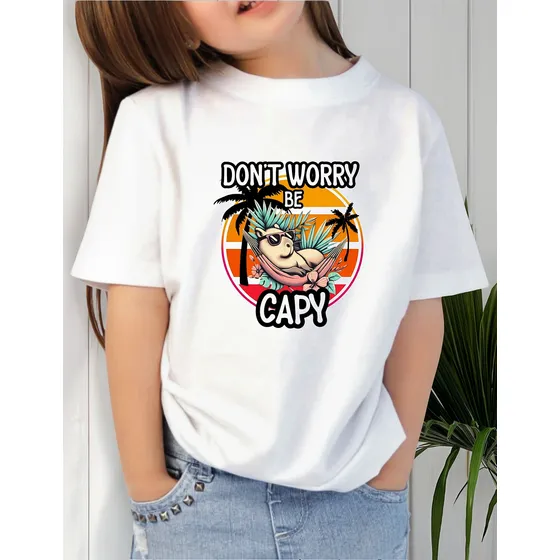 Remera Para Niñas De Capibara Do't Worry Be Capy