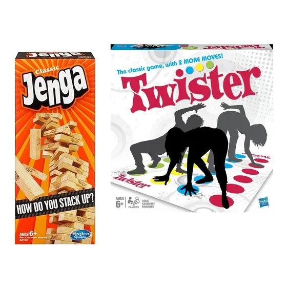 Kit Jogo Jenga Classico Blocos E Twister Grande Refresh