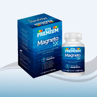 Magneto 5x Com 5 Tipos De Magnésio 60caps - Vita Premium Magneto 5x Com 5 Tipos De Magnésio 60caps - Vita Premium
