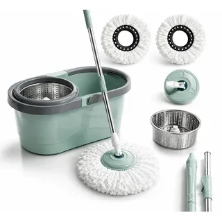 Castelle Mop Esfregão Com Rodinhas Giratório 13 Litros Cesto Aço Inox Com Refil C