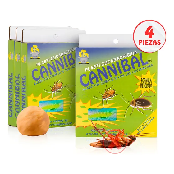 Veneno Mata Cucarachas Cannibal® Para Plagas Del Hogar y Jardín Ecológico Paquete De 4 Cajas Con 80g.
