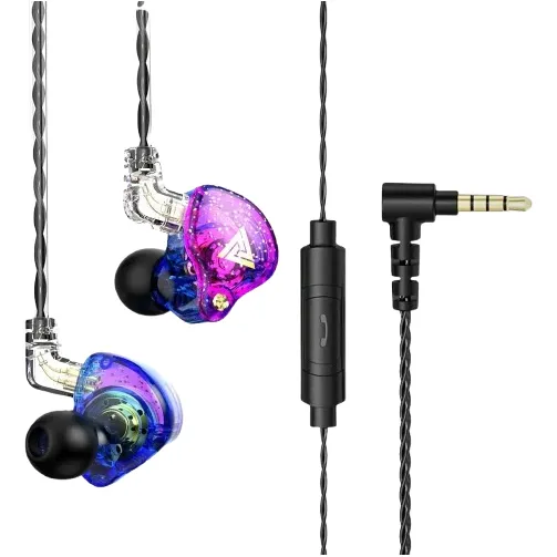 Auriculares Qkz Ak6 Pro Mic Inear Stage Return y funda de color violeta