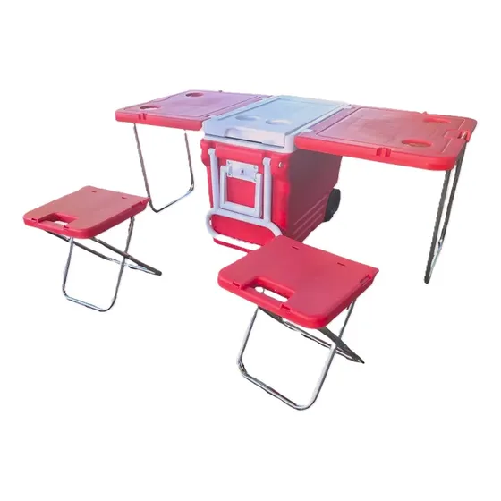 Conservadora 32 Lts Mesa Plegable Con 2 Bancos + Termo 1 Lt