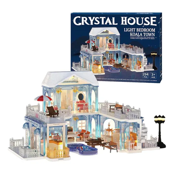 Casita De Muñecas Cristal Luminosa Juguete A Pila Accesorios