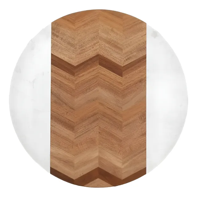 Base Giratoria Lazy Susan De Madera Y Marmol Moderna 45.7 Cm Color Madera Marmol