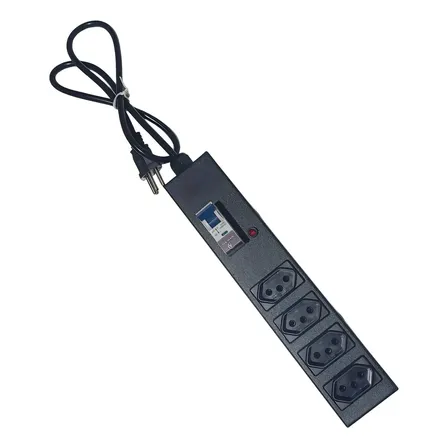Filtro de Linha M Volts de 4 Tomadas Preto com Cabo de 1m e Disjuntor