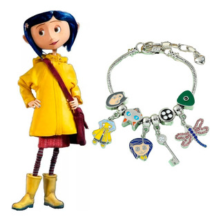 Pulsera Plateada Muñeca Coraline Libelula Gato Llave Boton Pulsera Plateada Muñeca Coraline Libelula Gato Llave Boton