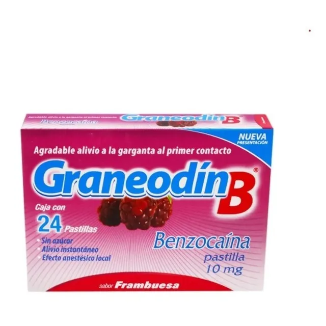 Graneodin B 10mg Sabor Frambuesa Caja Con 24 Tabletas