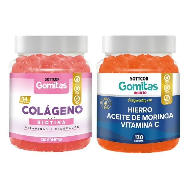 Pack Colágeno + Hierro 100g Para Adultos Gomitas Sottcor