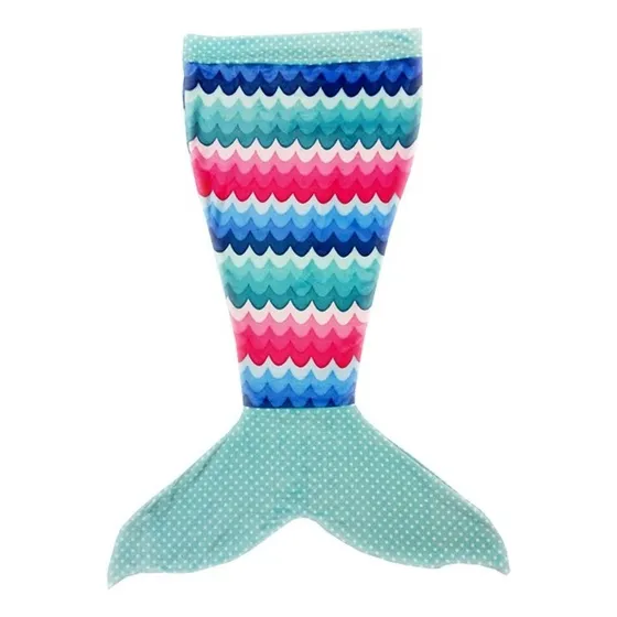 Frazada / Cobija Cola De Sirena Mermaids123 Ondas De Mar Color Azul