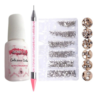 Kit P/ Decoração De Unhas Cola + Caneta Pega Pedras + Strass Kit P/ Decoração De Unhas Cola + Caneta Pega Pedras + Strass