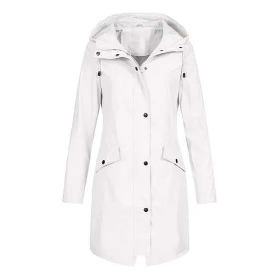 Chamarra Larga De Lluvia Con Capucha Gabardina Impermeable