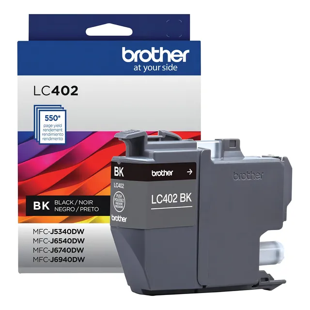 Cartucho De Tinta Brother Lc402bk Negro Rinde 550 Páginas